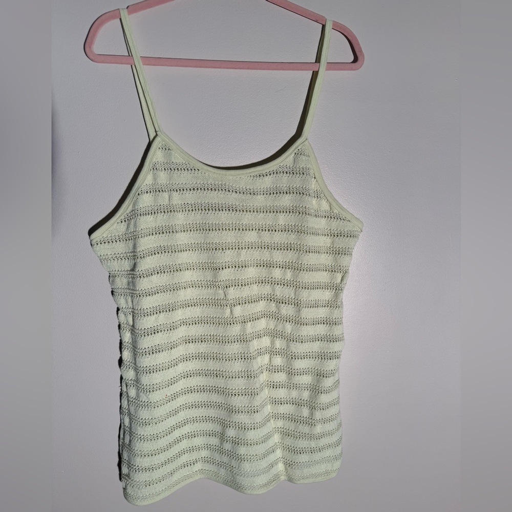 We The Free Pale Lime Open Knit Camisole /Tank